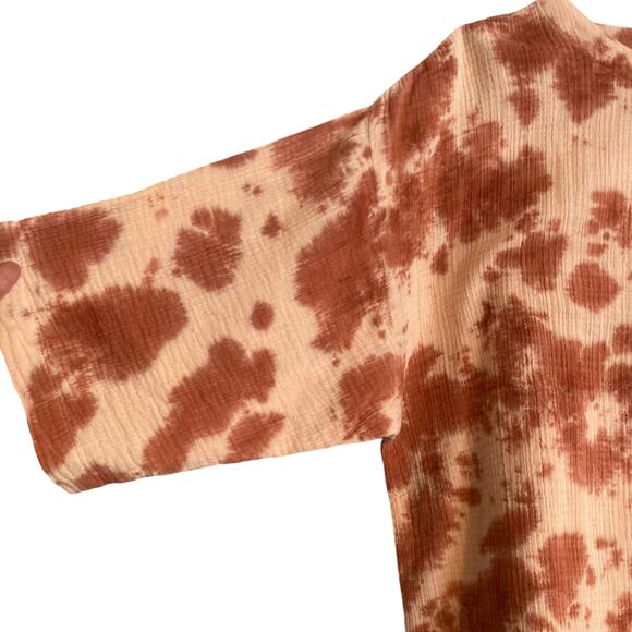 Womens Pure Jill Rust Peach Tie Dye Waffle Cotton Oversize Boho Top Size Small T - Picture 10 of 15